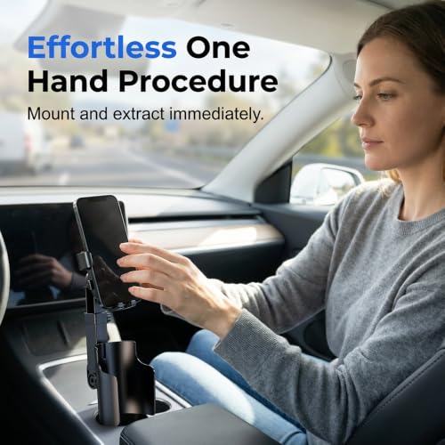 Car Cup Holder Phone Mount, 2026 New Car Phone Holders for Your Car, 360° Adjustable, Strong N52 Magnet, One-Hand Operation Cell Phone Holder Mount for All Smartphones (2, Black-Magnetic Model)
