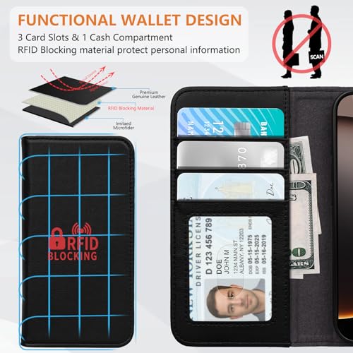 for iPhone 17 Wallet Case 6.3" Flip Card Holder Kickstand Black - color: Black, size: 6.3" iPhone 17