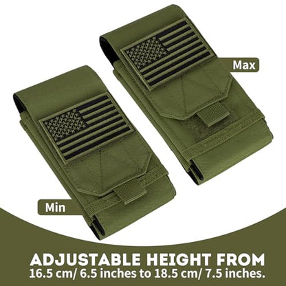 Dual Tactical Phone Pouch Molle Phone Holster Double Capacity Holder Universal Utility EDC Pouch for iPhone 17 Pro Max/17 Pro/16 Pro Max/16 Pro/15 Pro Max/15 - color: Green
