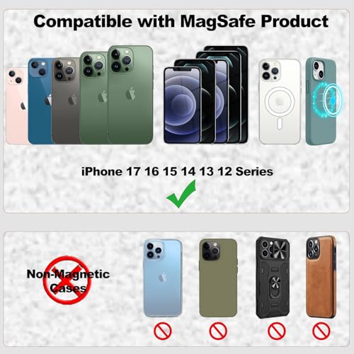 iLodn Magnetic Wallet Compatible with MagSafe for iPhone 17 16 15 14 13 12 Pro Max Air Plus Model, Mag 3 Safe Card Holder Stick on Accessories for Cell Phone & Case, Jet - color: Jet