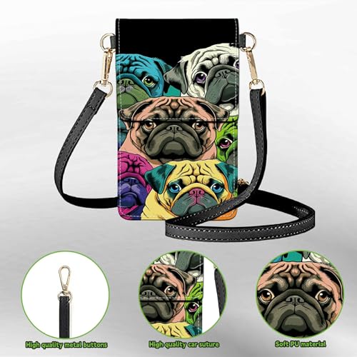 Small Crossbody Bags with Adjustable Shoulder Strap - color: Color Pugs