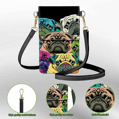 Small Crossbody Bags with Adjustable Shoulder Strap - color: Color Pugs