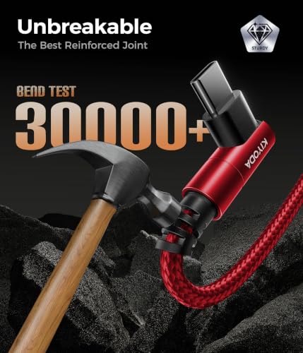 USB to USB C Cable 60W Fast Charging 10FT 90 Degree USB C to USB C Cable - color: Red, size: 10FT, style: USB C to USB C