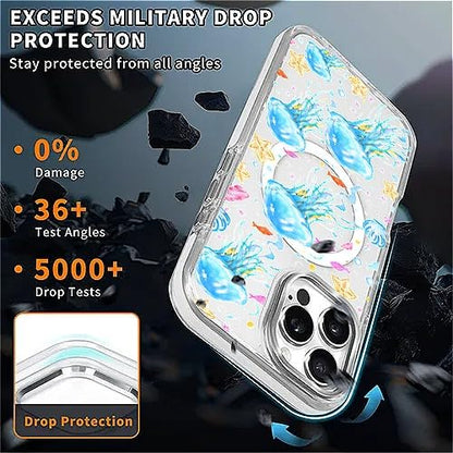 VisEnt Clear Case for iPhone 16 ProMax, Magnetic Phone Case, Transparent Slim Cover, Military Grade Protection, Shockproof, Anti-Yellowing, Scratch Resistant, Blue Jellyfish Ocean - color: Blue Jellyfish Ocean, size: Iphone 16 Pro Max