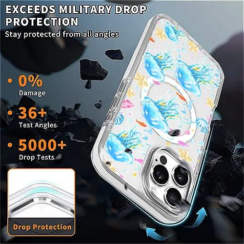VisEnt Clear Case for iPhone 16 ProMax, Magnetic Phone Case, Transparent Slim Cover, Military Grade Protection, Shockproof, Anti-Yellowing, Scratch Resistant, Blue Jellyfish Ocean - color: Blue Jellyfish Ocean, size: Iphone 16 Pro Max