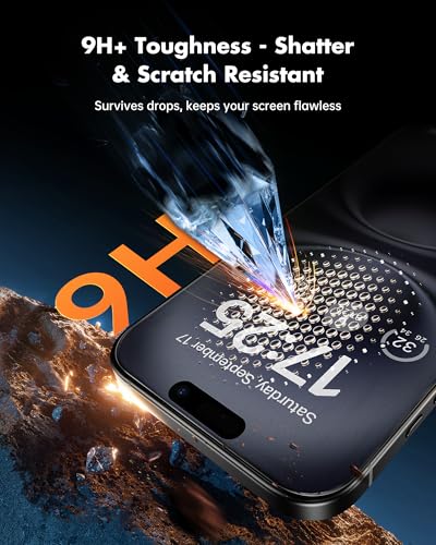 UNBREAKcable iPhone 16 Privacy Screen Protector 2-Pack, Upgraded Dual-Tempered Glass + 2 Camera Lens Protectors, 25° Anti-Spy, Military-Grade 9H+, HD Clear, Anti-Fingerprint, 6.1 Inch - size: iPhone 16