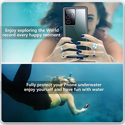 SPIDERCASE Designed for Samsung Galaxy S22 Ultra Case 6.8", Green/Clear | [IP68 Waterproof] [Built-in Screen Protector] Full Sealed Protection Heavy Duty Shockproof Case - color: Green