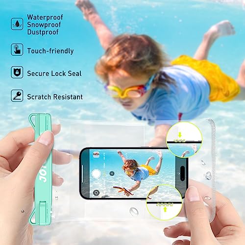 JOTO 2 Pack Large Waterproof Phone Pouch Bag, IPX8 Big Underwater Dry Bag with Lanyard for iPhone 17 Air 16 15 14 Plus Pro Max, Galaxy S24 S23 Ultra, Airpods Cash Credit Card Essentials -Black & Green - color: Blackgreen