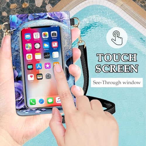 Small Crossbody Bags for Women Touchscreen Cell Phone Bag Cross Body Purses with adjustable Strap,Gifts For Teenage Girls - color: Blue Skull Butterfly