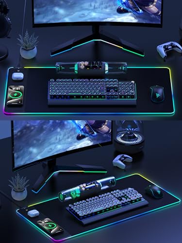 Wireless Charging RGB Gaming Mouse Pad, Desk Pad for MacBook, PC, Laptop - color: Rgb Black