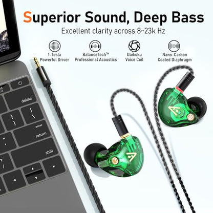 Audiovance Vibes 202 HiFi Wired Earbuds, IEM in-Ear Monitor Headphones - color: 6-Green