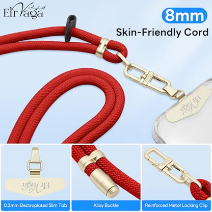 Adjustable Anti-Theft Phone Lanyard Neck & Crossbody Strap with 0.2mm Metal Tab & Comfort-Fit 8mm Rope(Tangerine) - color: Tangerine