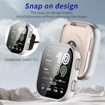 2 Pack for Amazfit Bip 6 Screen Protector Case - color: Silver+Silver