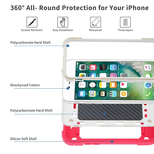 MARKILL Compatible with iPhone Case with Ring Stand, Heavy-Duty Military Grade Shockproof Phone Cover (Hot Pink, iPhone SE 3rd/2nd/iPhone 8/7/6S/6) - color: Hot Pink, size: iPhone SE 3rd/2nd/iPhone 8/7/6S/6