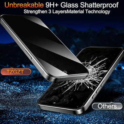 TZGZT Privacy Screen Protector for iPhone 17, Tempered Glass, Case Friendly - color: iPhone 17-3Pack-Black