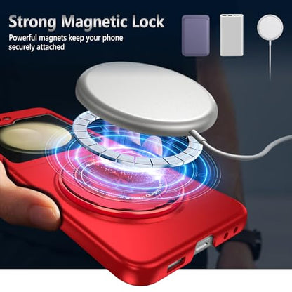 Magnetic Case for Samsung Galaxy Z Flip 5, [Compatible with MagSafe] Military Grade Shockproof Slim fit Samsung Z Flip 5 Phone Case with Magnetic Ring Kickstand, Red - color: Red, size: Samsung Galaxy Z Flip 5