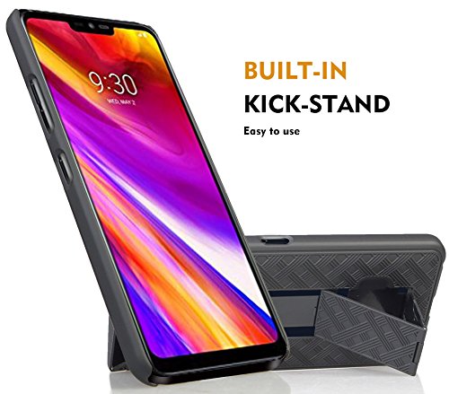 Nakedcellphone Holster Combo for LG G7 ThinQ Phone Case & Belt Clip - Black | Hard Shell and Rotating Holder, Kickstand, Satisfying Texture, Slim, Matte, Also Fits LG G7 Plus / G710