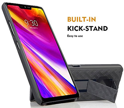 Nakedcellphone Holster Combo for LG G7 ThinQ Phone Case & Belt Clip - Black | Hard Shell and Rotating Holder, Kickstand, Satisfying Texture, Slim, Matte, Also Fits LG G7 Plus / G710
