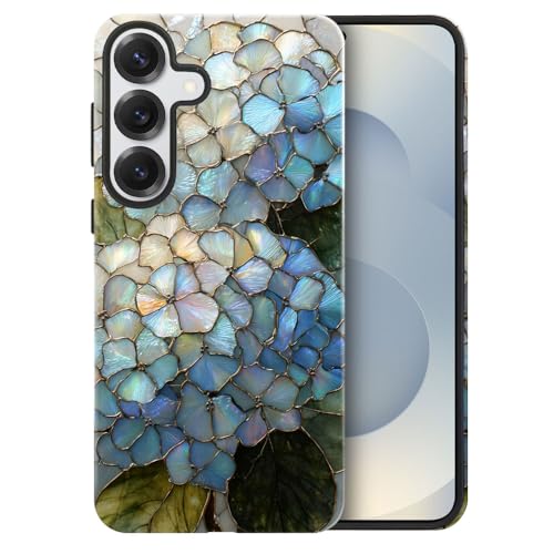 Compatible with Samsung Galaxy S25 Plus Case,Glossy Case All-Round Protection Shockproof Anti-Scratches TPU Cover,Cases for Man Woman-Hydrangeas Bush Stained Glass - color: Hydrangeas Bush Stained Glass, size: Galaxy S25 Plus