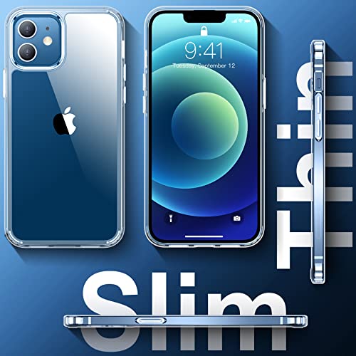 for iPhone 12 Case & iPhone 12 Pro Case, [Not Yellowing] [Ultra Slim] Lightweight Thin Shockproof Phone Case,Clear