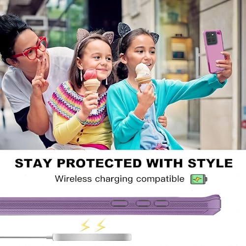 for Moto Edge 2025 Phone Case (Not Fit for G 5G 2025) 3 in 1 Shockproof TPU Hard PC Bumper Drop-Proof Shell for Moto Edge 2025 Purple/Red - color: Lihgt Purple with Drak Red