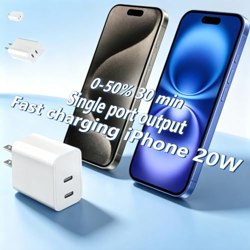 Dual USB C Charger Block for Apple Watch 11 10 iWatch iPhone iPad AirPods - color: White, size: 2-C 20W x1