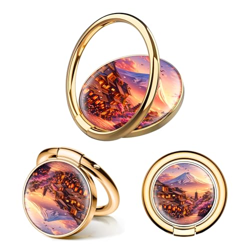 Cell Phone Ring Holder, Cute Phone Ring Grip Stand, 360°Rotation Funny Metal Kickstand Finger Grip Cute Mountains Bird - color: Cute Mountains Bird