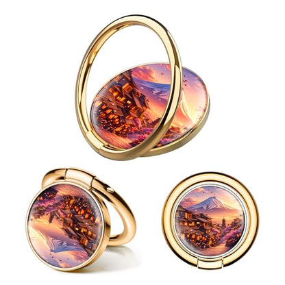 Cell Phone Ring Holder, Cute Phone Ring Grip Stand, 360°Rotation Funny Metal Kickstand Finger Grip Cute Mountains Bird - color: Cute Mountains Bird