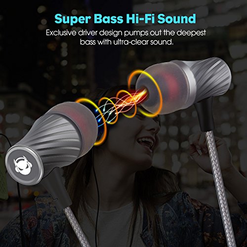 Wired Earbuds with Microphone Super Bass Passive Noise Cancelling Corded