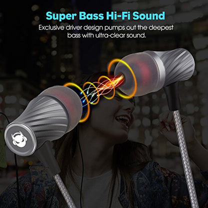 Wired Earbuds with Microphone Super Bass Passive Noise Cancelling Corded