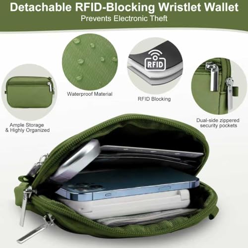 Phone Lanyard Crossbody with Detachable RFID Wallet (Green, Large) - color: Green, size: Large