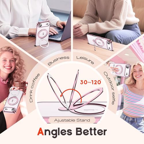 for Plating iPhone Air Case with Magnetic Stand,Rose Gold - color: Rose Gold, size: iPhone 17 Air
