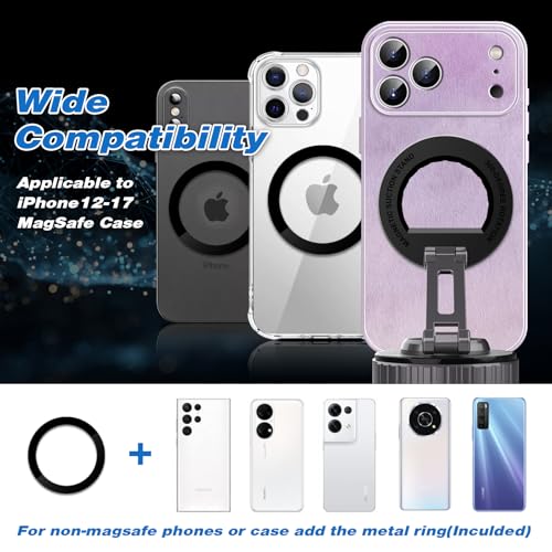 JOUJBAIL Upgraded Car Phone Holder for Magsafe [108LBS Ultra Suction] 360° Adjustable Vacuum Magnetic Phone Holder, Foldable Cell Phone Mount for iPhone 12-17 Series & Android, Great Gifts