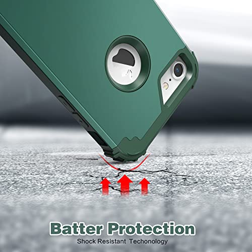 IDweel for iPhone 8 Case,for iPhone 7 Case with Screen Protector,3 in 1 Shockproof Hybrid Heavy Duty Hard PC Cover Soft Silicone Sturdy Bumper Full Body Sturdy Case,Graphite Green/Dark Green - color: Graphite Green/Dark Green