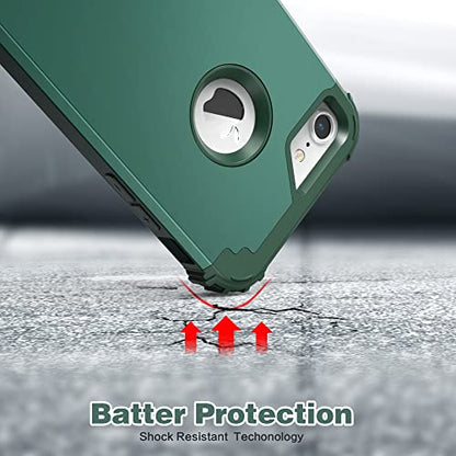 IDweel for iPhone 8 Case,for iPhone 7 Case with Screen Protector,3 in 1 Shockproof Hybrid Heavy Duty Hard PC Cover Soft Silicone Sturdy Bumper Full Body Sturdy Case,Graphite Green/Dark Green - color: Graphite Green/Dark Green