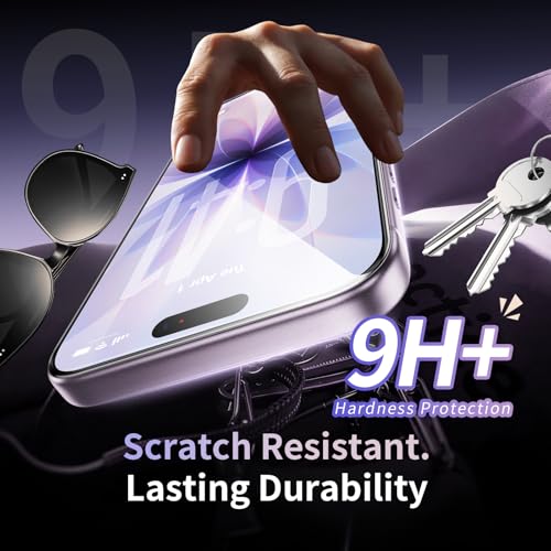 2 Pack for iPhone 17 Screen Protector, 9H+ Hardness Tempered Glass Full Edge Coverage, Military-Grade Shatter Protection, HD Clear & Sensitive Touch, Easy Installation - size: for iPhone 17