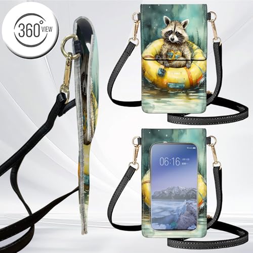 for Women Cell Phone Purse,with Touchscreen Cell Phone Purse,PU Leather Shoulder Bag Waterproof Phone Wallet Case with Clear Touch Screen Window up to 6.7 inch Smartphone, - color: Cute Bear Forest -155