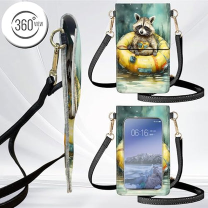 for Women Cell Phone Purse,with Touchscreen Cell Phone Purse,PU Leather Shoulder Bag Waterproof Phone Wallet Case with Clear Touch Screen Window up to 6.7 inch Smartphone, - color: Cute Bear Forest -155