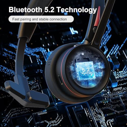 Bluetooth Headset with Microphone Noise Cacenling, Mono Wireless Headset with Mic & Mute Button, 40 Hrs Working Time, Bluetooth Office PC Headset for Call Center Work Laptop Teams Meeting