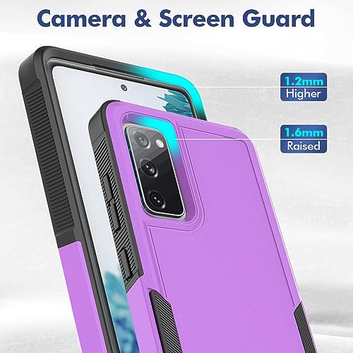 for Samsung S20 FE Case,[Military Grade Drop Tested] with HD Screen Protector,Dual Layer Protective Heavy Duty Cell Phone Cover Non-Slip Shockproof Rugged Case for Samsung Galaxy S20 FE (Purple) - color: Purple