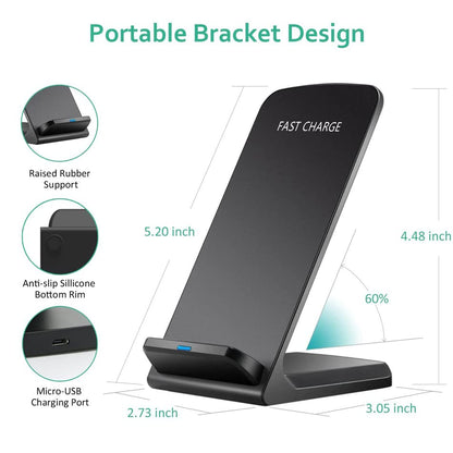 15W Fast Wireless Charging Stand | Qi Certified Charger Dock Station | Compatible with iPhone 14/13/12, 11/11 Pro Max/X/8, Samsung Galaxy S22 S21/S20/S10 Note 20/10 Qi-Enabled Phone