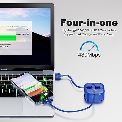 3 in 1 Multi Charging Cable 4A, Multiple Chargers for All Devices, 4Ft 2Pcs