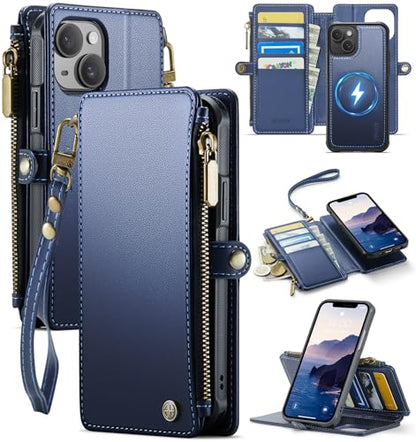 for iPhone 14 Plus - Phone Case Wallet Magnetic Detach, Navy Blue - color: Navy Blue, size: iPhone 14 Plus