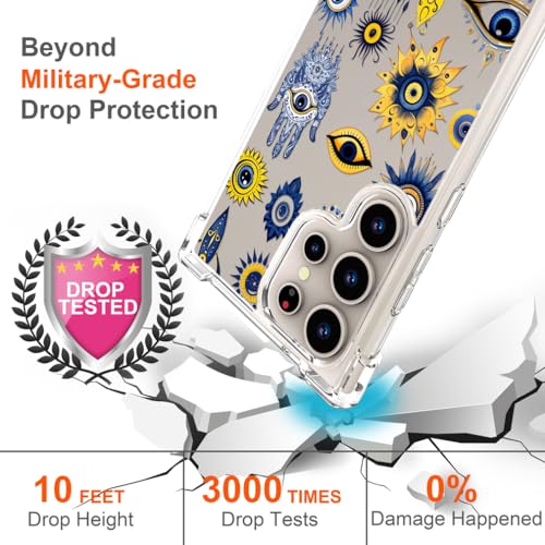 Hungo Galaxy S24 Ultra Case for Women Clear Design Cute Geometry Religion,Girly Girls Case Compatible with Samsung Galaxy S24 Ultra Hamsa Hand Evil Eyes Eye of Providence - color: Eyes