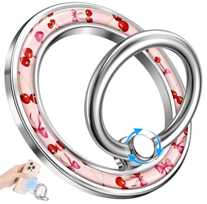 Magnetic Phone Ring, Compatible with MagSafe Phone Grip, Cherry Bow - color: Cherry Bow