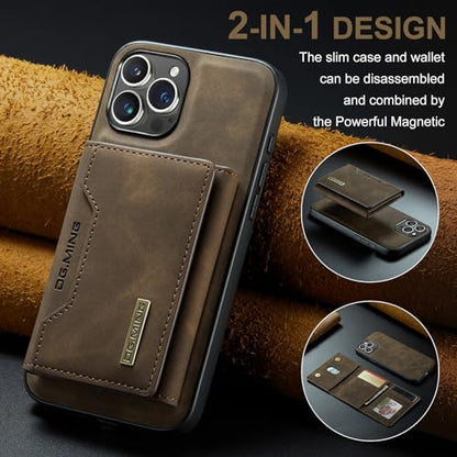 Leather Wallet Phone Cases Compatible with iPhone 15 Pro Case with Card Holder Men 6.1'' 2 in 1 Detachable Back Cover (Coffee, IP 15 Pro) - color: Coffee, size: IP 15 Pro