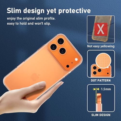 Clear Thin for iPhone 17 Pro Max Case.Soft Skin Silicone Phone Cover | Gel Rubber iPhone 17 Pro Max Case,Ultra Slim Thin Flexible Clear TPU Phone Case