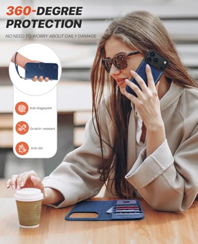 OCASE for iPhone 17 Pro Max Detachable Wallet Case with Card Holder, 2 in 1 PU Leather Flip Folio with RFID Blocking Stand Wrist Strap Shockproof Phone Cover 6.9 Inch 2025, Blue - color: Blue, size: iPhone 17 Pro Max