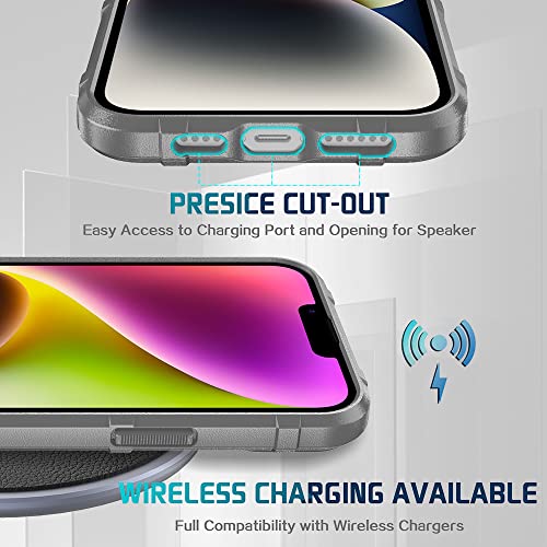 Rugged Shield 8ft Drop Proof TPU Thick Armor Tactical Protective Case Compatible with iPhone 14 Plus (6.7 inches) - Concrete Grey - color: Concrete Grey, size: iPhone 14 Plus
