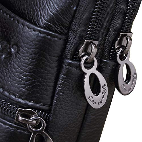Leather Waist Pack Phone Belt Bag for Men Loop Holster Wallet Cellphone Case Pouch Pack Clip Money Purse - color: #05black